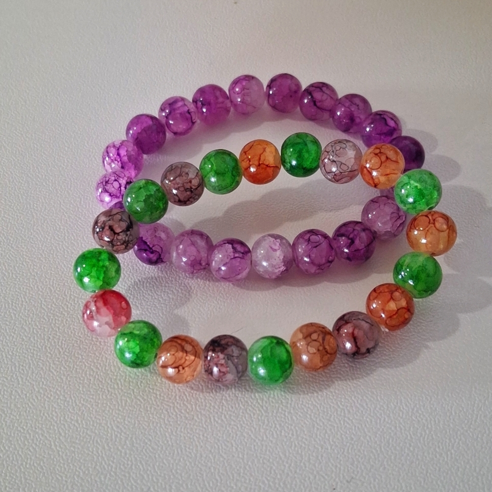 Marbled Beaded Bracelet Set